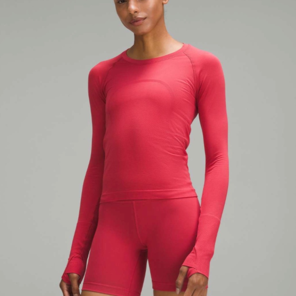 Lululemon Swiftly Tech Long-Sleeve Shirt 2.0 *Race Length Red Rose Color Size 8